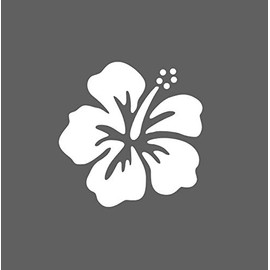 Hibiscus Flower #2 Hawaii Island Girl Tropical Beach Salt Sand Ocean Sea Life Vacation Aloha Sticker Decal for Car Truck SUV Laptop Computer (White, 4.5 inch)