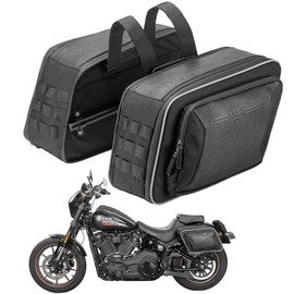 KEMIMOTO Motorcycle Saddlebags Expandable 22-30L (11-15Lx2) with Quick-Release Brackets PU Leather Handbag Waterproof with Rain Cover Compatible with Sportster Dyna Softail Cruiser Rebel Vulcan