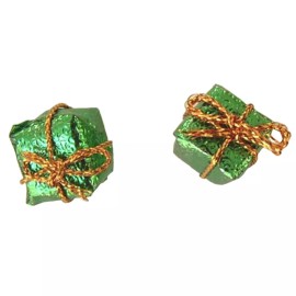 Team-Zebra Mini PRESENT Funky EARRINGS Holiday Package Party Gift St Patrick Jewelry-GREEN