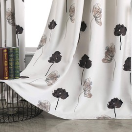 Taisier Home Room Darkening Curtains for Living Room Thermal Insulated Curtain Drapes for Bedroom/Dining Contemporary Floral Printed Grommet Draperies (2 Panels, 52" W x 95" L,Black/Grey/Brown)