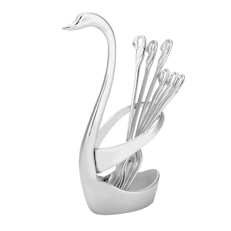 Stainless Steel Swan shaped Fork Spoon Holder with 3 Spoons