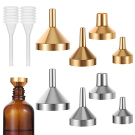 8 Pcs Small Metal Funnels 4 Sizes Gold Silver Mini Funnel with 2 Mini Pipette for Filling Perfume, Essential Oil Bottles