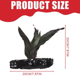 NHQ Feather Boa, 2 Pieces 1920 Costume Women's Accessory Set with Feather Headband, Feather Boa Black, 20s Costume Women, Fluffy Feather Boa, Women's Natural Feather Gothic Feather, for Wedding Dress