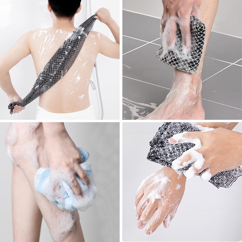 3 PCS Japanese Exfoliating Towel Exfoliating Shower Towel Extra Long