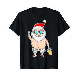 Summer Christmas in July - Tropical Santa Hawaiian T-Shirt