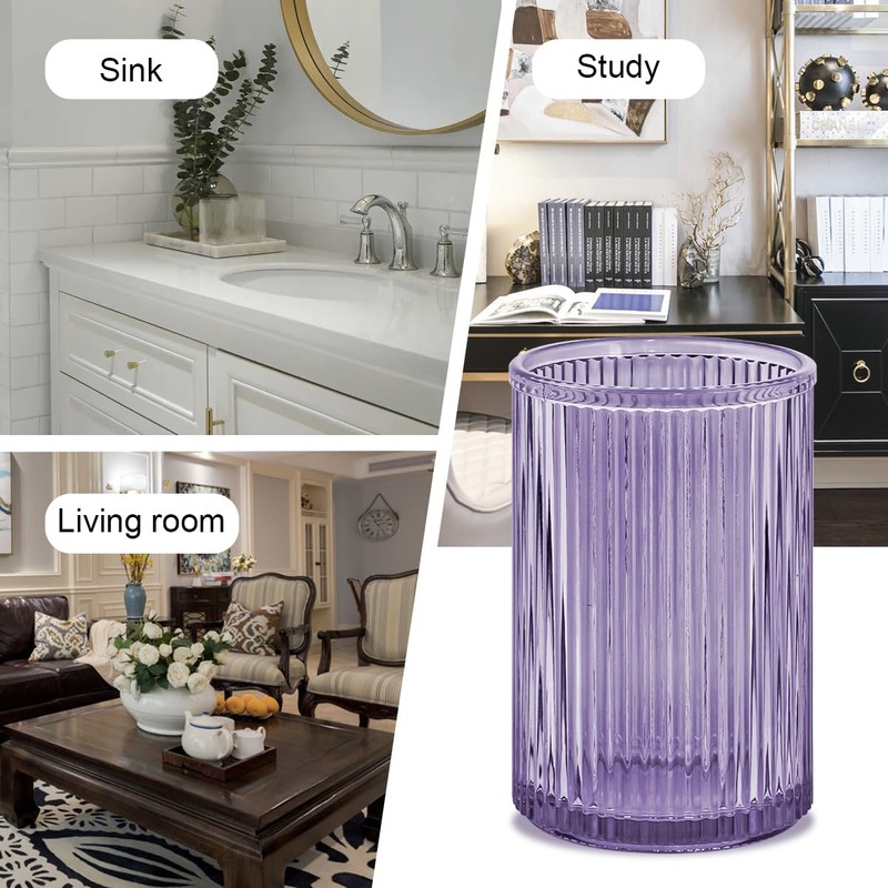 Tonxus Toothbrush Holders for Bathrooms, Purple Glass Toothbrush Holder and