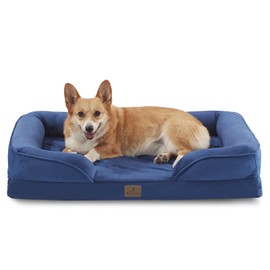 Bedfolks Orthopedic Dog Bed, Waterproof Dog Sofa Bed for Large Dogs, Egg Foam Pet Couch Bed with Removable Washable Cover and Nonslip Bottom, Navy Blue