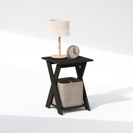 Furinno TIDUR Night Stand, Open Shelf Design X-Legs Nightstand, Criss-Crossed Bedside Table, End Table, Side Table, for Bedroom, Living Room, Espresso