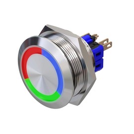 Metzler - Push Button 30 mm - LED Ring Lighting RGB - IP67 IK10 - Stainless Steel - Flat - Solder Contacts