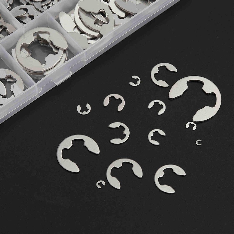 Litorange 390 Pcs E-Shape Snap Rings E-Clips 304 Stainless Steel