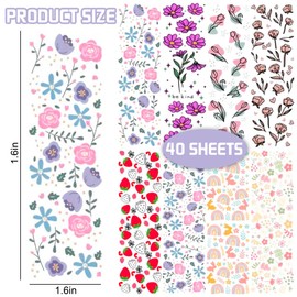 KABAKE UV DTF Pen Wraps - 40 Sheets Waterproof UVDTF Transfer Pen Stickers - Cute Colorful Floral Sticker Decals for Women Students - Glass DIY Craft Pens