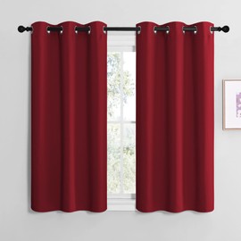 NICETOWN Christmas Short Blackout Curtains for Small Kitchen Window, Thermal Insulated Solid Grommet Blackout Curtains/Drapes for Living Room (1 Pair, 42 by 50 inches, Burgundy Red)