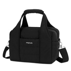 MOSISO Lunch Box, Lunch Bag for Women Men, Quilted Puffer Insulated Tote Bag, Large Capacity Reusable Leakproof Cooler with Front Buckle Pocket for Work, Travel, Picnic, Black