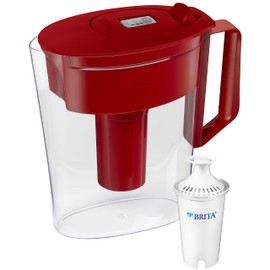 Brita Small 5 Cup Water Filter Pitcher with 1 Standard Filter, BPA Free - SOHO, Red