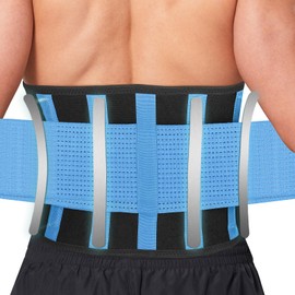Back Brace for Men and Women, Adjustable Lumbar Support Back Brace for Lower Back Pain, Sciatica, Scoliosis, Injury Recovery, Back Support Belt for Work, Weightlifting, Gym, Workout (Blue, Medium)