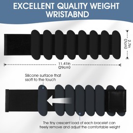 Wrist Weights, 2Pcs Wearable Wrist Ankle Weights for Women and Men, Adjustable Silicone Bracelets Suitable for Walking, Yoga, and Gym, Arm & Leg Workout, 2lb (Black)