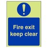V Safety Glow In The Dark Fire Exit Keep Clear