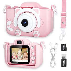 Kids Camera, Toddler Camera for 3 4 5 6 7 8 Years Old, HD Kids Digital Video Cameras, Children Selfie Camera Christmas Birthday Gifts for Girls Boys 3-12 - 32G SD Card Included (Pink)