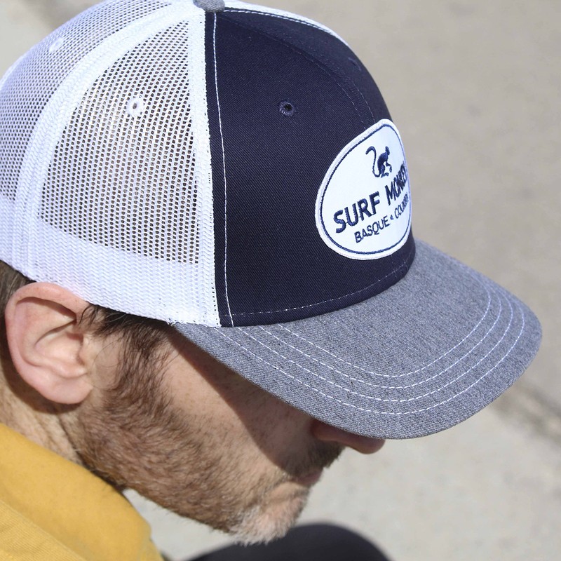 Surf Monkey Trucker Hat Heather Curved Visor Adjustable Snapback Cap