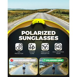 VICTGOAL Cycling Glasses for Men Women with Polarized Lenses UV Protection Cycling Sunglasses TR90 Frame for MTB Bike Glasses (Yellow)