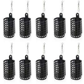 Pack of 10 Fishing Metal Cage Fishing Feeder Basket Feeder Basket Fishing with Swivel Snap, Round Feeder Accessories (30)