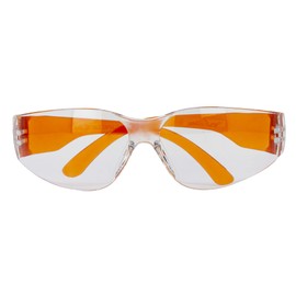 BISON LIFE Clear Lens Orange Safety Glasses - 12 Pairs Protective Eyewear, Polycarbonate Impact Resistant Lens