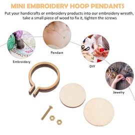 IMIKEYA 20pcs Mini Round Embroidery Hoop Kit Wooden Small Embroidery Rings for Diy Necklace and Bracelet Round Crossing Stitch Hoops Pendant - Jewelry Making Accessories