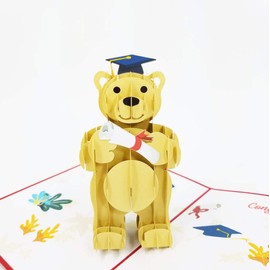 POP CARD EXPRESS Bear 3D Pop Up Graduation Greeting Card – Graduation, Congratulations, Congrats, Celebration, Convocation, Achievement (Graduation Bear Pop Up Card)