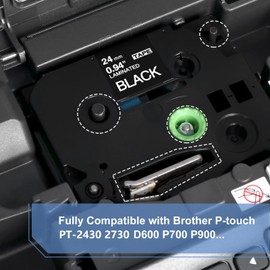 3X MarkField Compatible 24mm Label Tape Replacement for Brother P-Touch TZ TZe-355 0.94" White on Black Laminated Tape for Label Maker PT-P700 D600 P750W P900W P910BT P900 2430