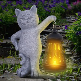 Cikoube Solar Cat Outdoor Statues for Garden, Yard Art Lawn Ornaments Porch Patio Balcony Home House & Outside Decor Cat Solar Light -Birthday Gifts for Grandma Mom Women