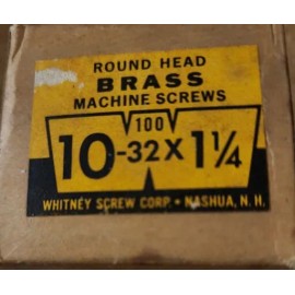 Whitney Screw 20 ROUND HEAD BRASS 10 x 32 x 1  1/4" MACHINE SCREWS USA NOS