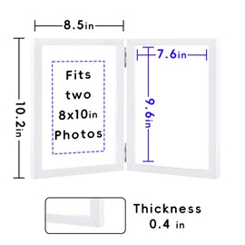 SNXJWA 8x10 Picture Frames Double White Photo Frame Folding Vertical Stand Display Side by Side