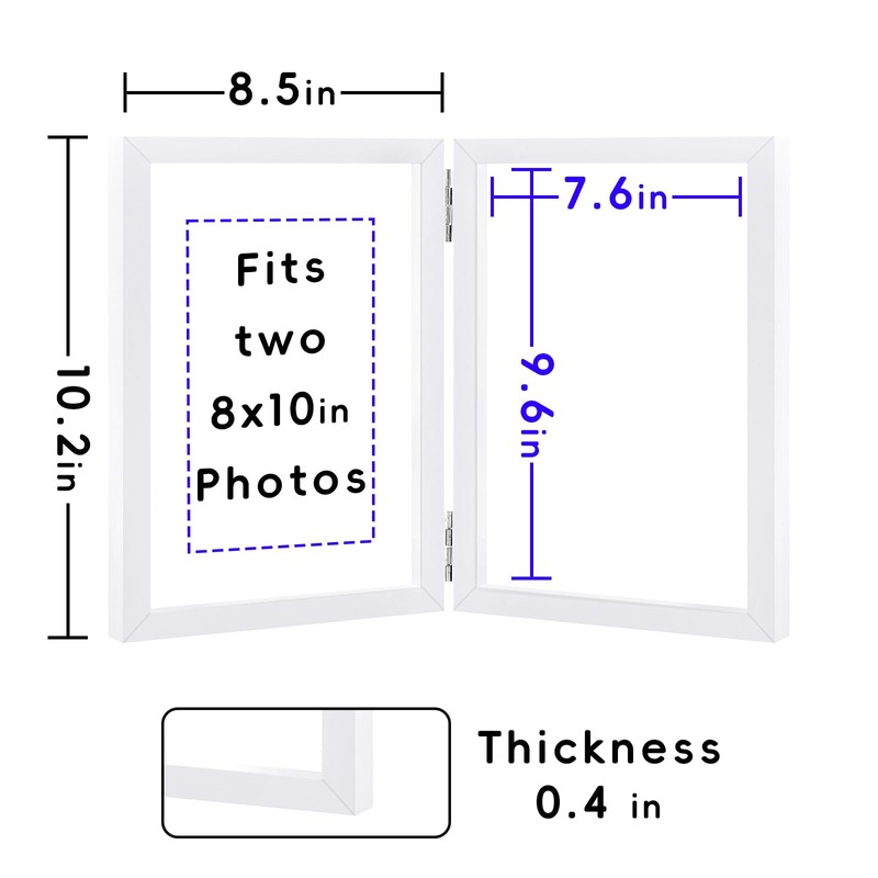 SNXJWA 8x10 Picture Frames Double White Photo Frame Folding Vertical