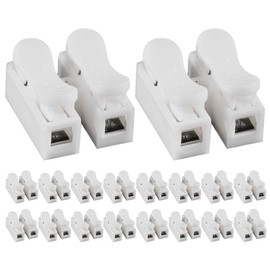 Mikikit Quick Connectors, 25pcs Speaker Wire Connectors 2 Pin Push-in Quick Connect Wire Connector Wiring Terminal Block Cable Clamp