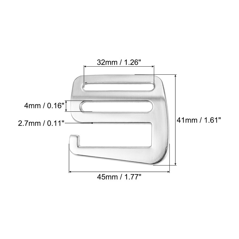 sourcing map Metal G Hooks Webbing Buckles, 4Pcs 1.5" 38mm