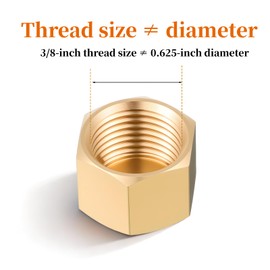 4pcs Brass Pipe Caps, Brass 3/8 Inch NPT Threaded with Rubber Washers Hex Threaded Head Cap NPT Female Pipe Plug Hex Compression End Plumbing Fittings for Water Line