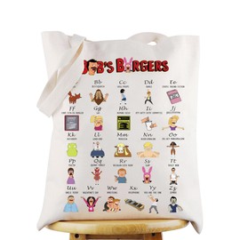 WZMPA Belcher Family Alphabet Tote Bag Bob Belcher Fans Gift Linda Belcher Shoulder Bag Tina & Gene & Louis Fans Gift, Bob's Alphabet Tg