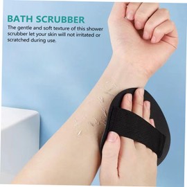 Gatuida 6pcs Bath Shower Scrubbers Round Exfoliating Body Wash Scrubber with Hand Strap for Skin Cleansing for Relaxation and Travel Black Color