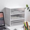 3 White Stackable Office Storage Boxes with Drawers, Stacking Desktop
