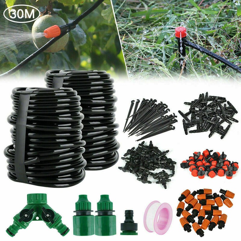 100ft 30M Auto Drip Irrigation System Kit Timer Micro Sprinkler