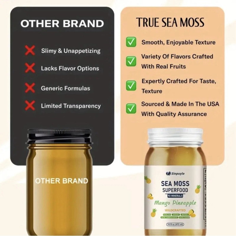 Sea Moss Gel Pineapple Mango Sea Moss Superfood 92 Minerals