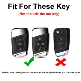 TECART Smart Car Key Case fit for VW Volkswagen Passat CC Arteon Atlas Cross Jetta Tiguan Magotan Teramont Remote Key Cover fit for Skoda Super Kodiaq 3 4 Buttons Key Shell Leather Black Blue