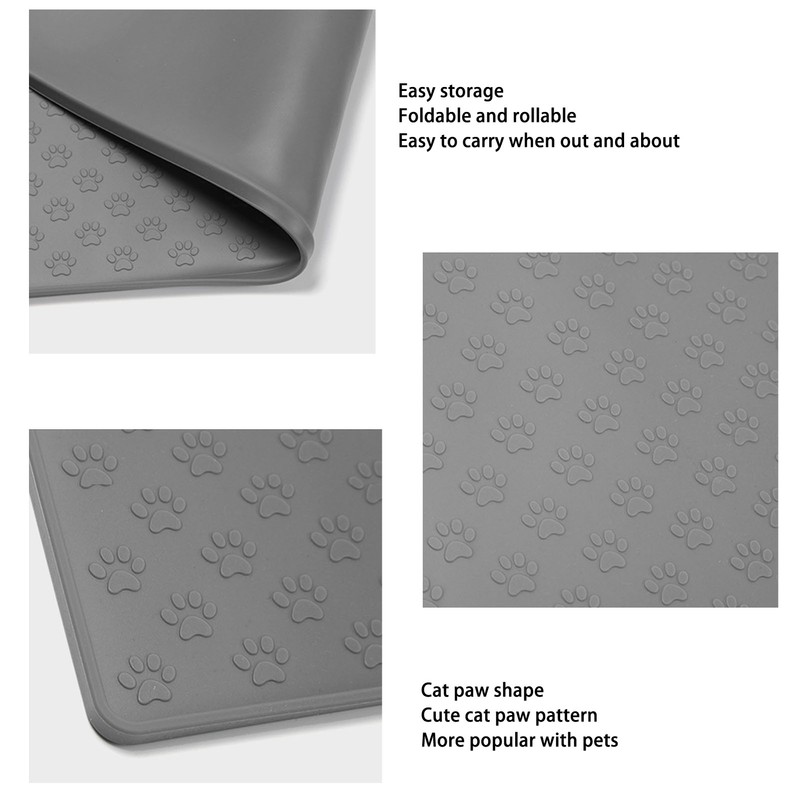Pet Feeding Mat Silicone Waterproof Safe Raised Edge Slip Resistant