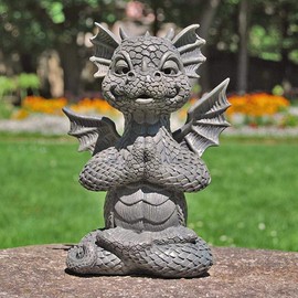 MystiCalls Garden Dragon Meditated Statue, Resin Dragon Statue Zen Yoga Dragon Ornament Outdoor Yard Decoration, for Dragon Lovers,Collecter,Family and Friends