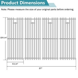 Criditpid Grill Grates Replacement for Char Griller 5050, 3001, 2121, 5650, 5072, 2123, 2828, 3072, 3030, 3008, 4000, 19 3/4" Stainless Steel Cooking Grate for Chargriller Parts, King Griller, 4-Pack