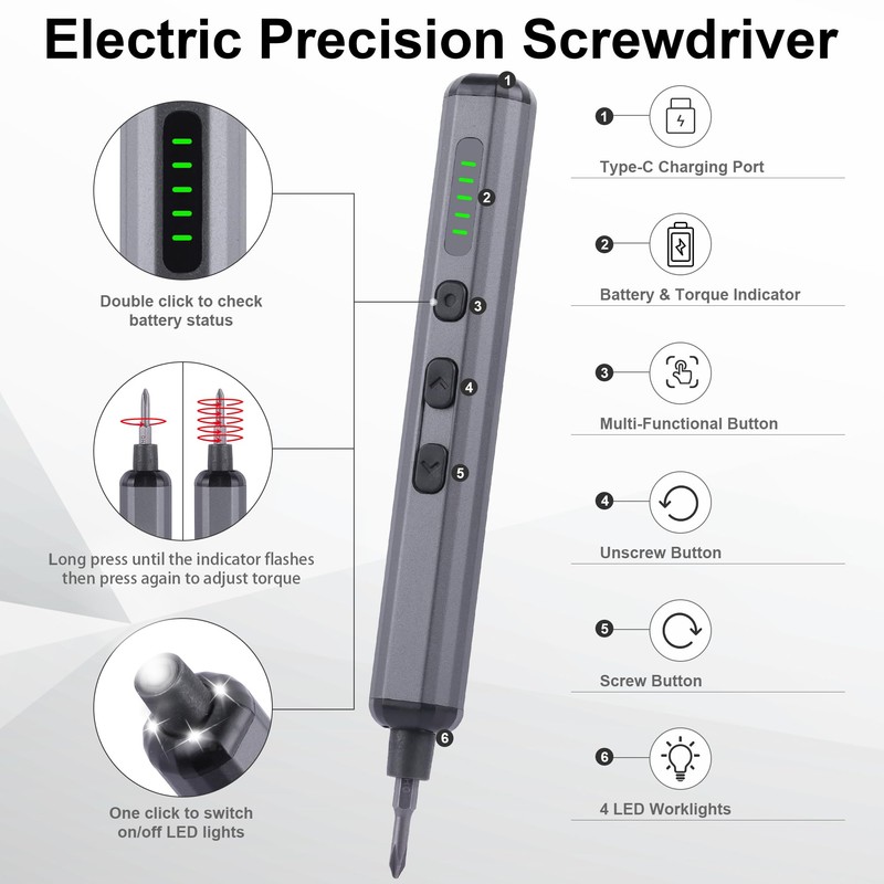 Pro 3.7V Mini Electric Screwdriver, 69 in 1 Electric Precision