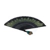 Folding Fan Black Bones Beautiful Peacock Pattern Antique Bamboo Hand