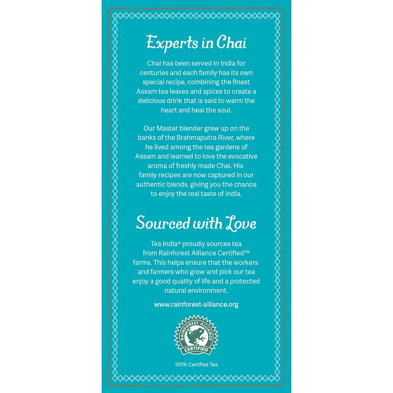 Tea India Chai Tea Bags (4 Packs of 40 Biodegradable
