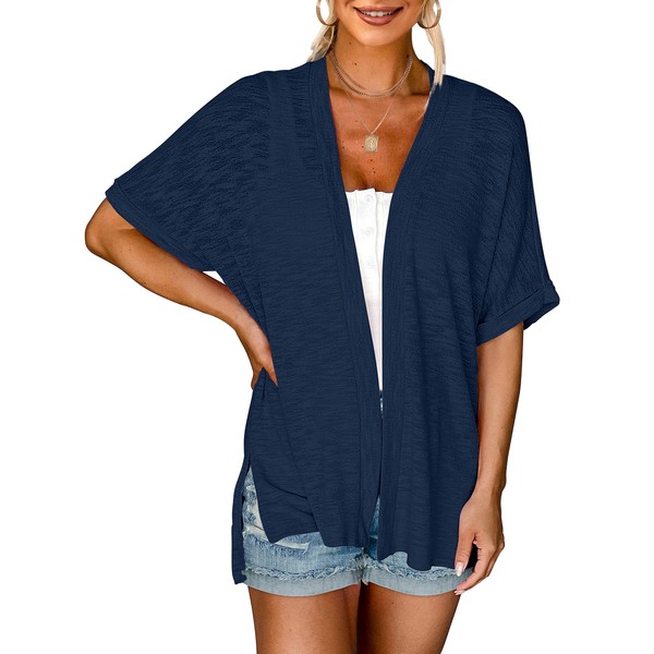 MEROKEETY Womens 2024 Summer Short Sleeve Lightweight Open Front Loose
