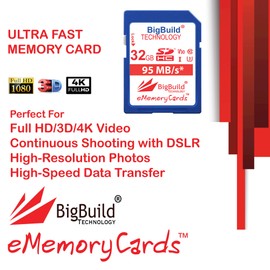 BigBuild Technology 32GB UHS-I U3 95MB/s Memory Card for Panasonic Lumix DMC TZ80, TZ81, TZ81EG-K, TZ81EG-K, TZ81EG-S, TZ90, TZ90EB-K, TZ91, ZS50K, ZS50S, ZS70 Camera